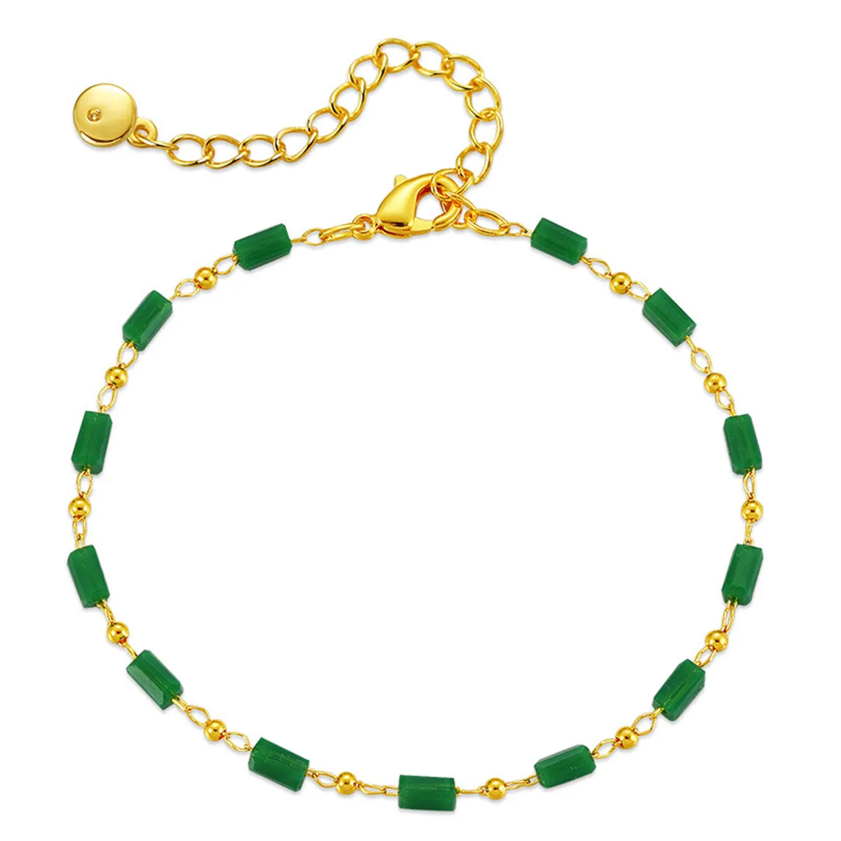 Green Acrylic & 18K Gold-Plated Beaded Bracelet