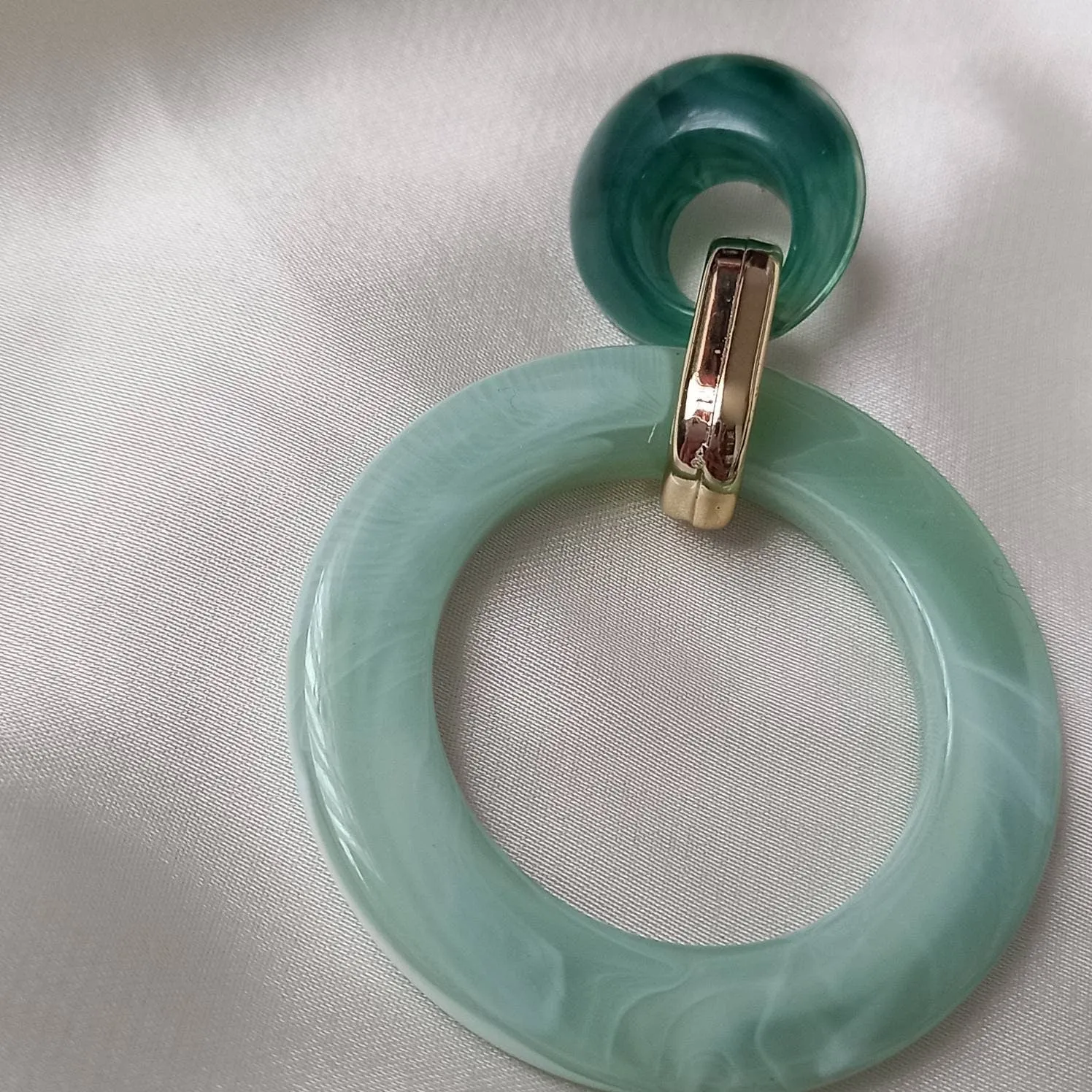 Green and Gold Hoop Drop Earrings -  Hanging Jewellery, Accessories, Green Jewellery, Gold Earrings, Green Hoop Earrings,Large Hoop Earrings