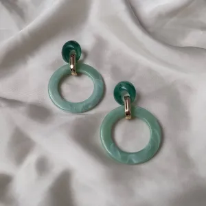 Green and Gold Hoop Drop Earrings -  Hanging Jewellery, Accessories, Green Jewellery, Gold Earrings, Green Hoop Earrings,Large Hoop Earrings