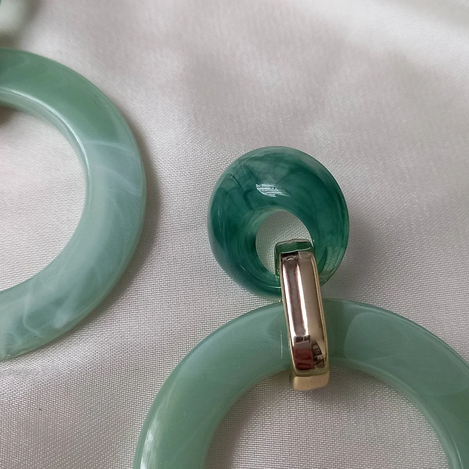 Green and Gold Hoop Drop Earrings -  Hanging Jewellery, Accessories, Green Jewellery, Gold Earrings, Green Hoop Earrings,Large Hoop Earrings
