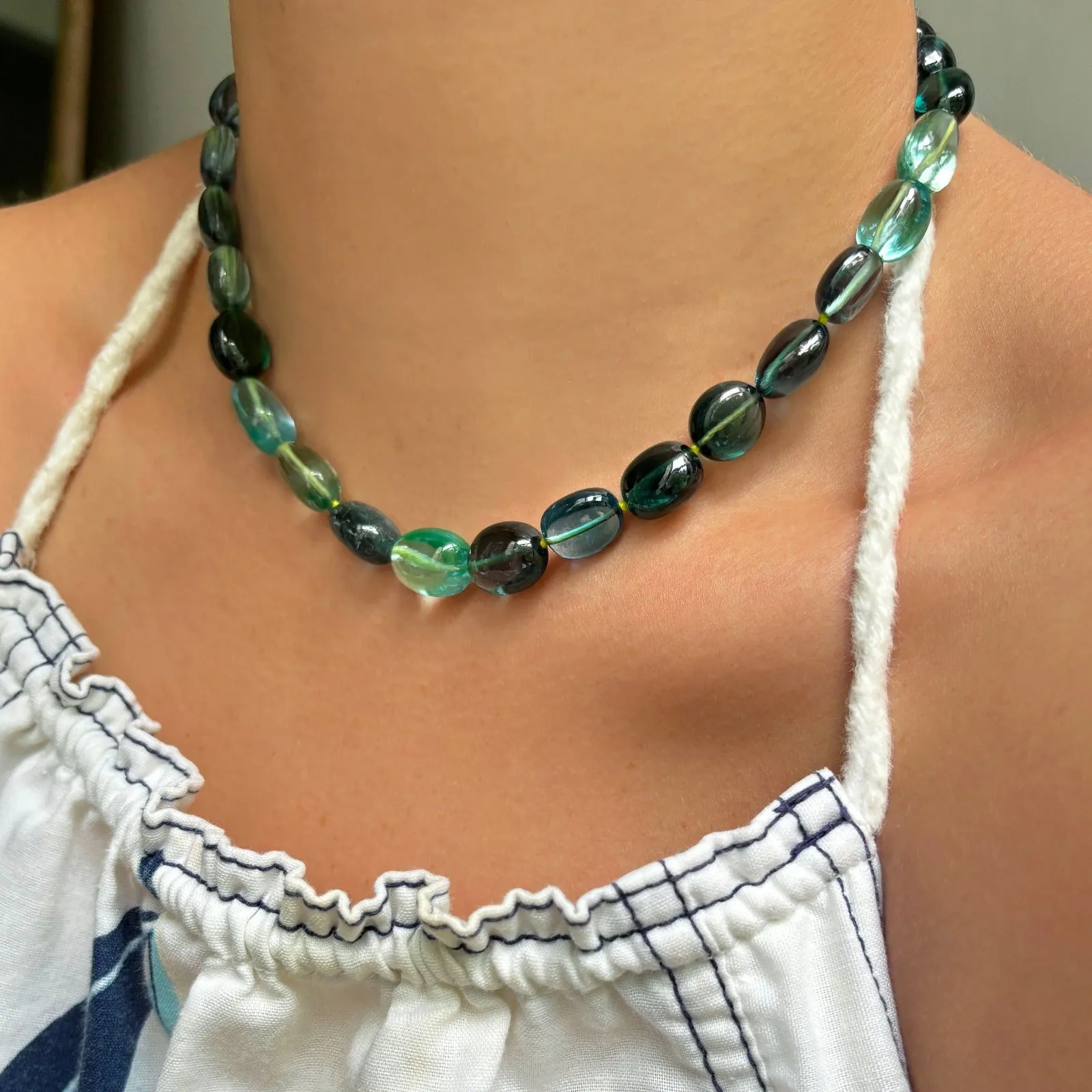 Green-Blue Spinel Nugget Collar