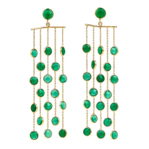 Green Onyx Multi Strand Chandelier Earrings: Green Onyx