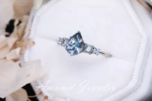 Green sapphire ring, montana sapphire ring, pear sapphire ring, engagement ring