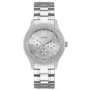 Guess Bedazzle Silver Stainless Steel Silver Dial Quartz Watch for Ladies - W1097L1