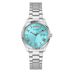 Guess Luna Silver Stainless Steel Tiffany Blue Dial Quartz Watch for Ladies - GW0308L4