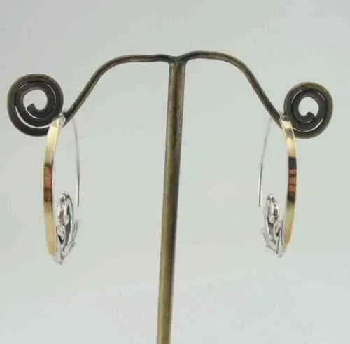 Hadar Designers Large Hoop Earrings 9k Yellow Gold 925 Sterling Silver (ms)