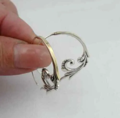 Hadar Designers Large Hoop Earrings 9k Yellow Gold 925 Sterling Silver (ms)