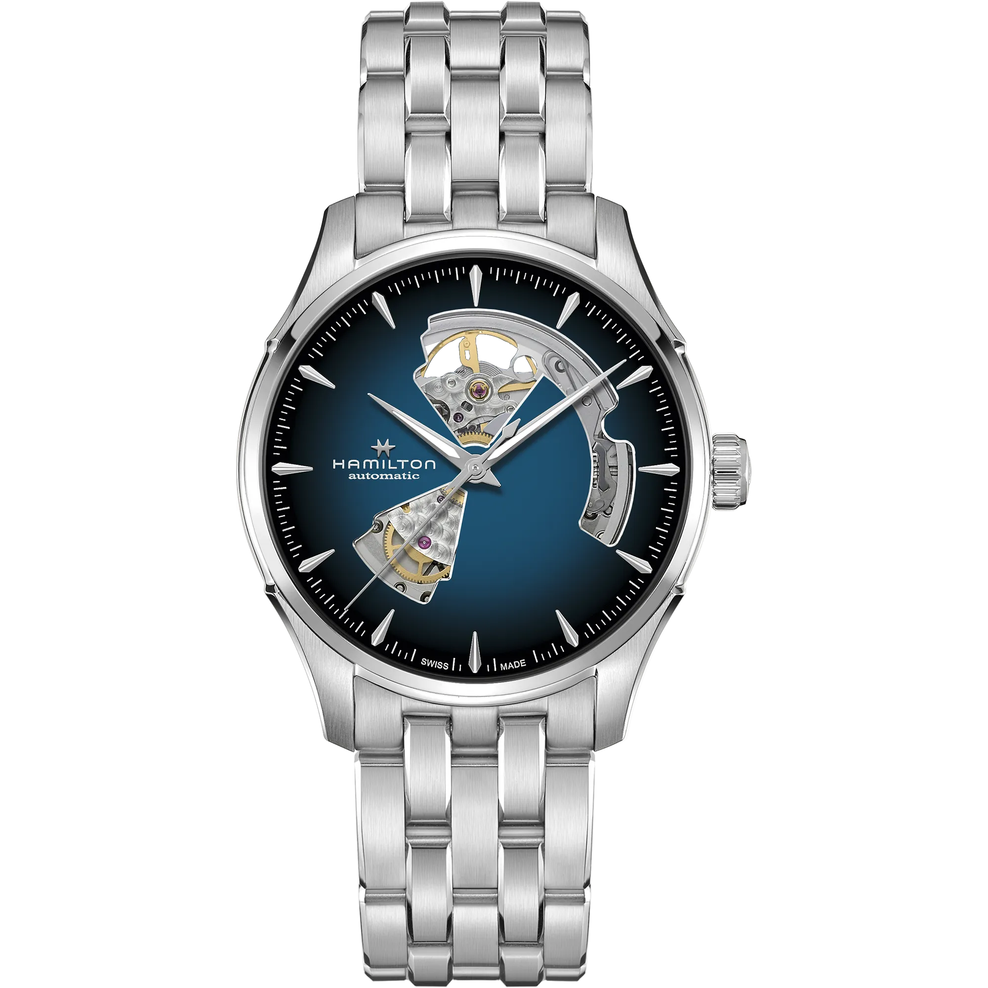 Hamilton Jazzmaster Open Heart Blue Auto on Bracelet 40mm