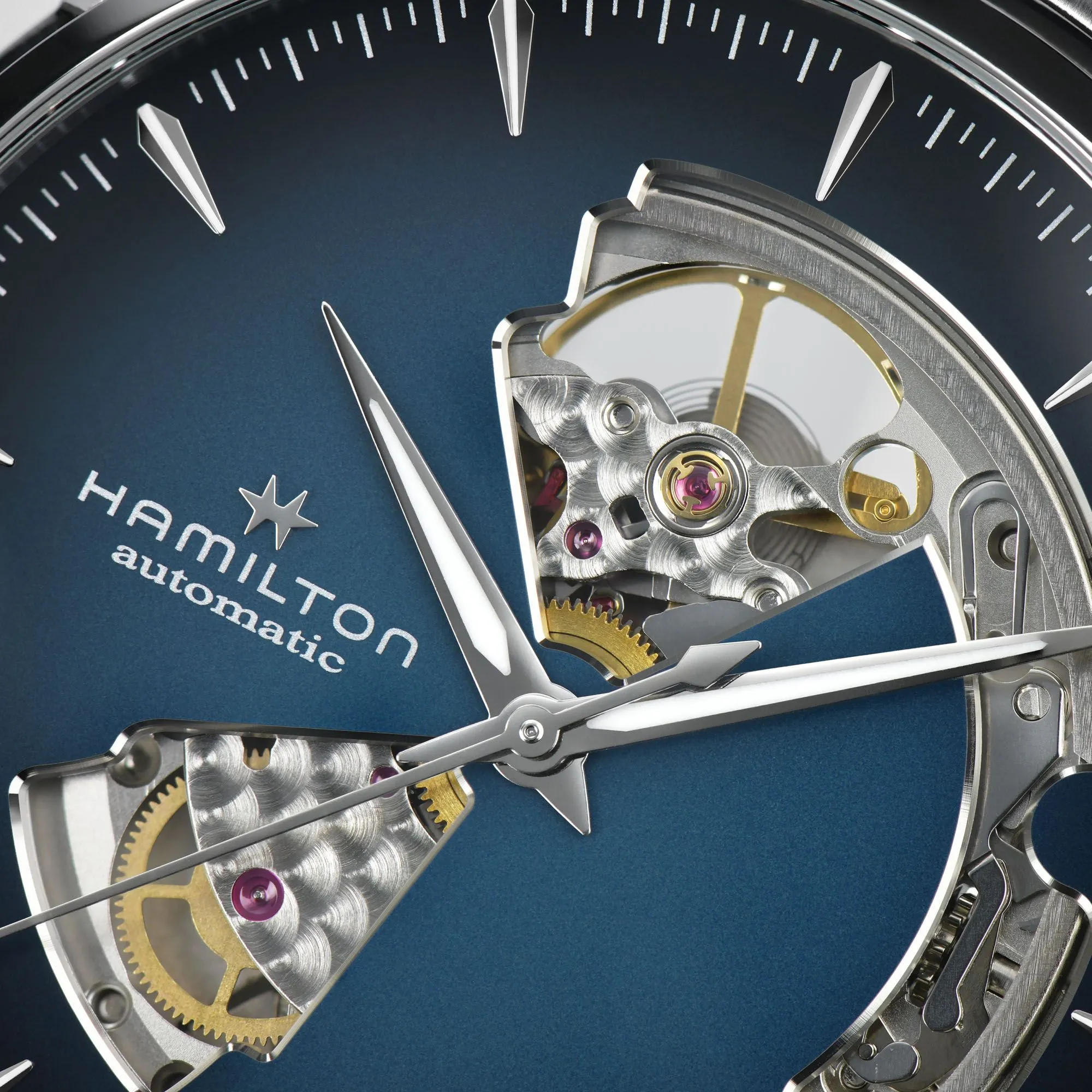 Hamilton Jazzmaster Open Heart Blue Auto on Bracelet 40mm