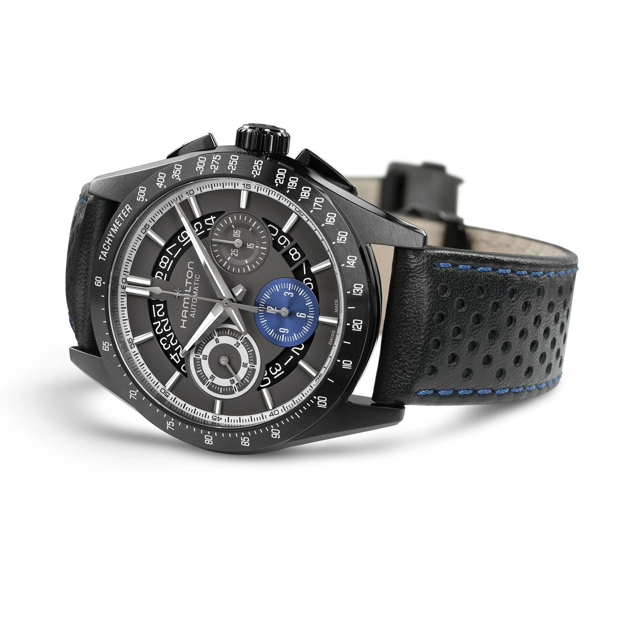 Hamilton Jazzmaster Performer Auto Chrono PVD on leather