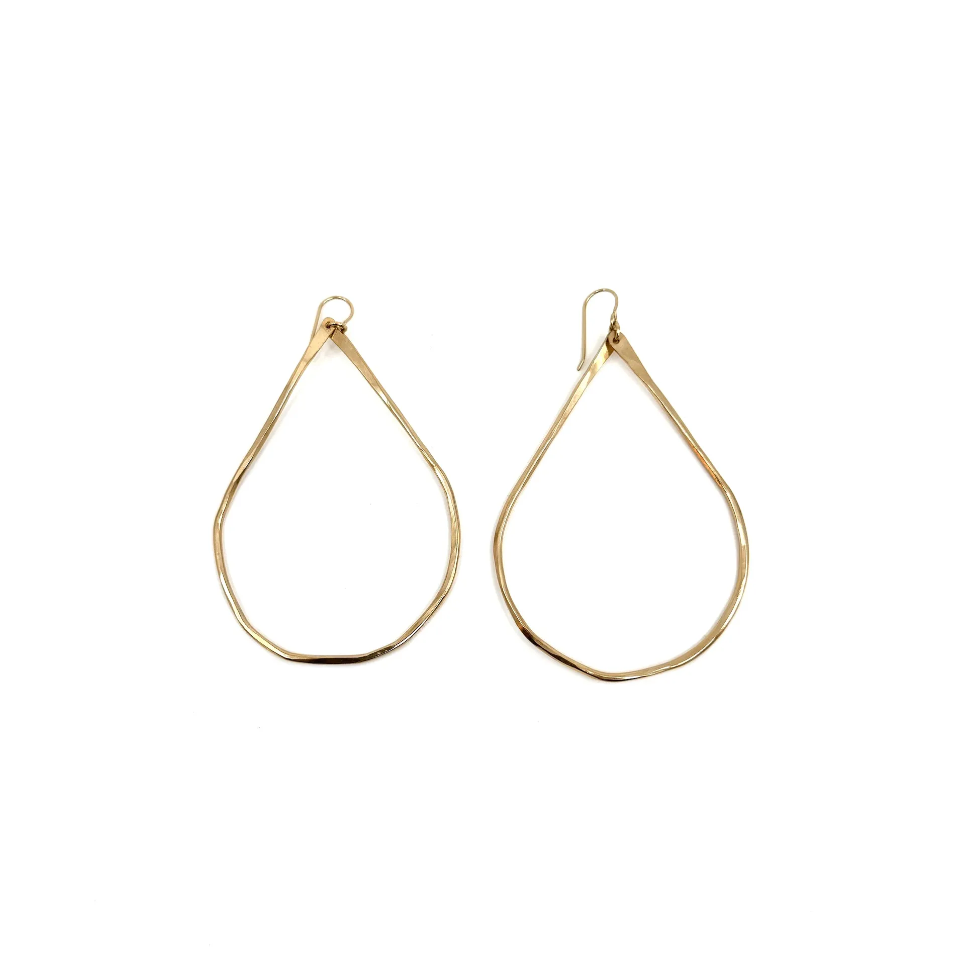 Hammered Teardrop Hoops