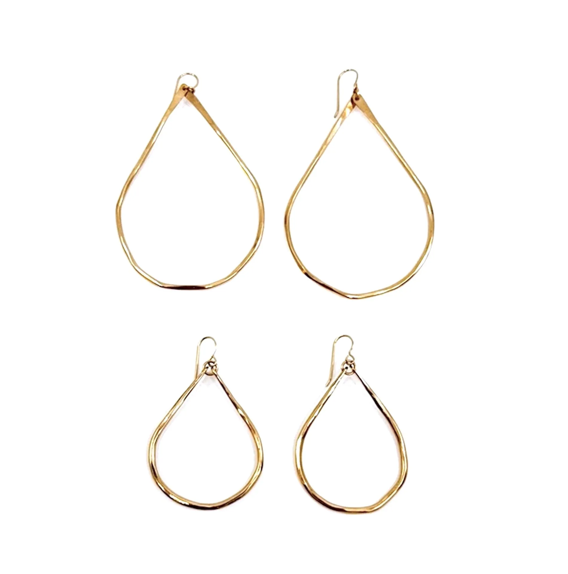 Hammered Teardrop Hoops