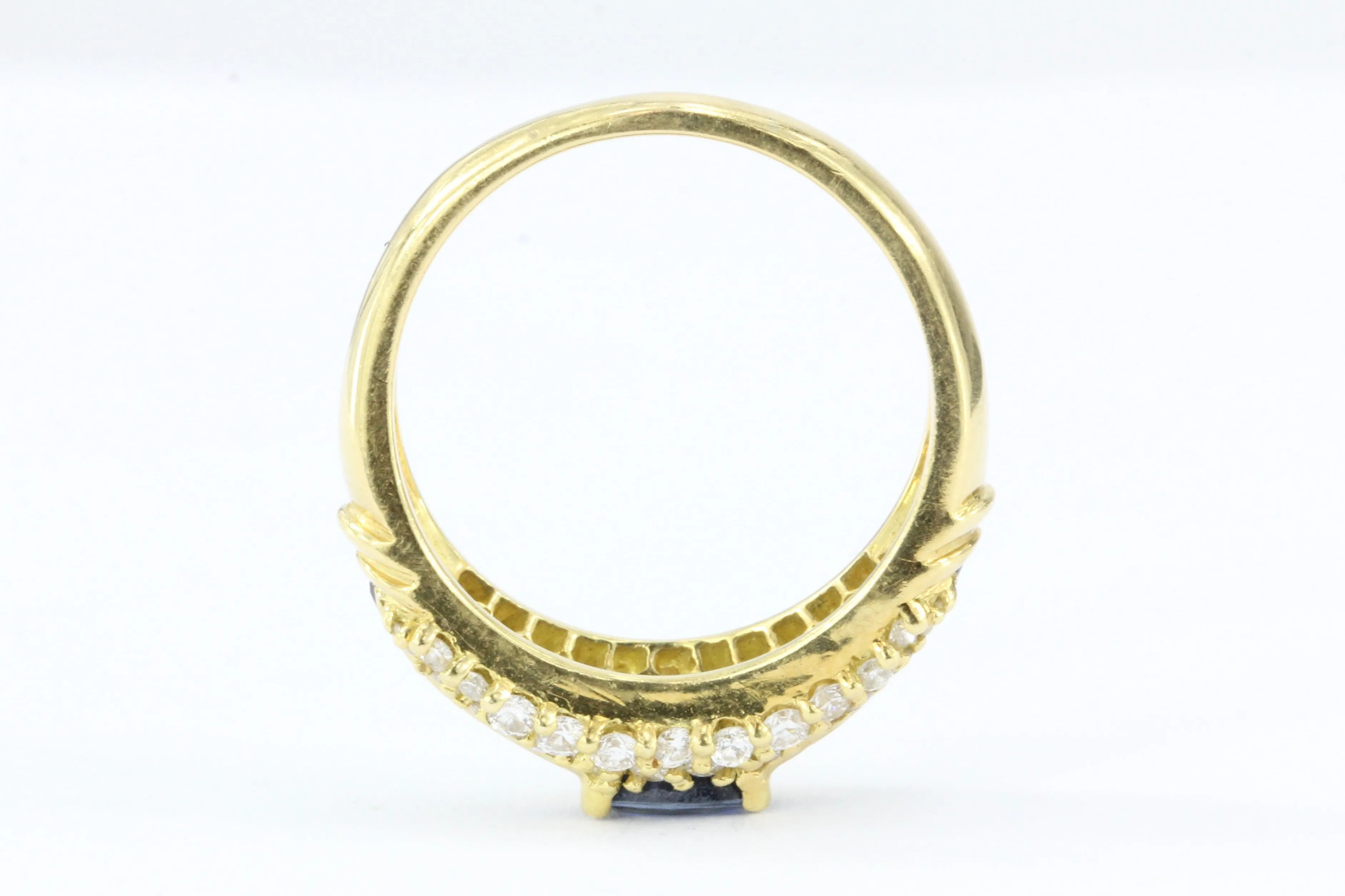 Hammerman Bros 18K Gold Blue Sapphire & Diamond Ring