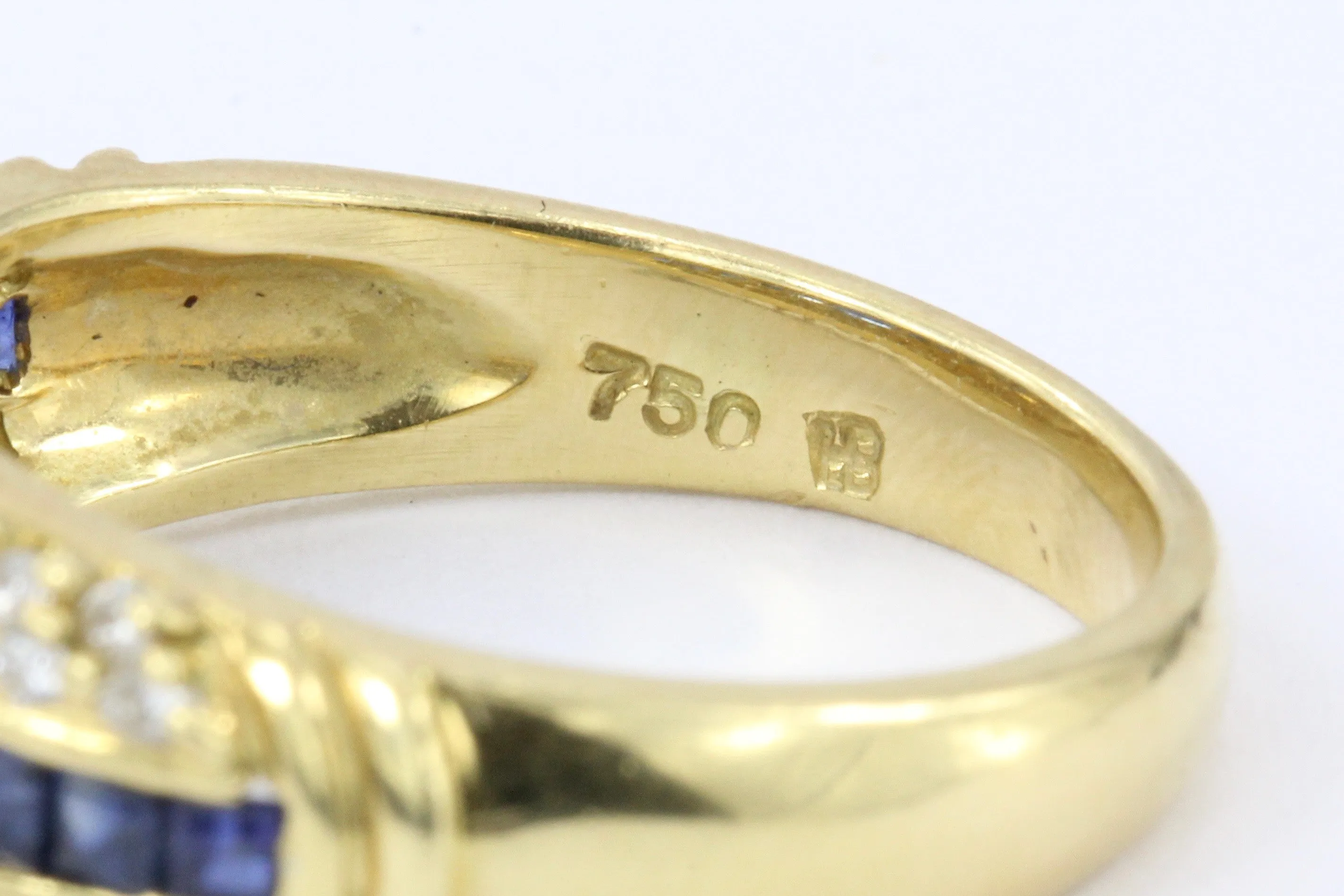 Hammerman Bros 18K Gold Blue Sapphire & Diamond Ring