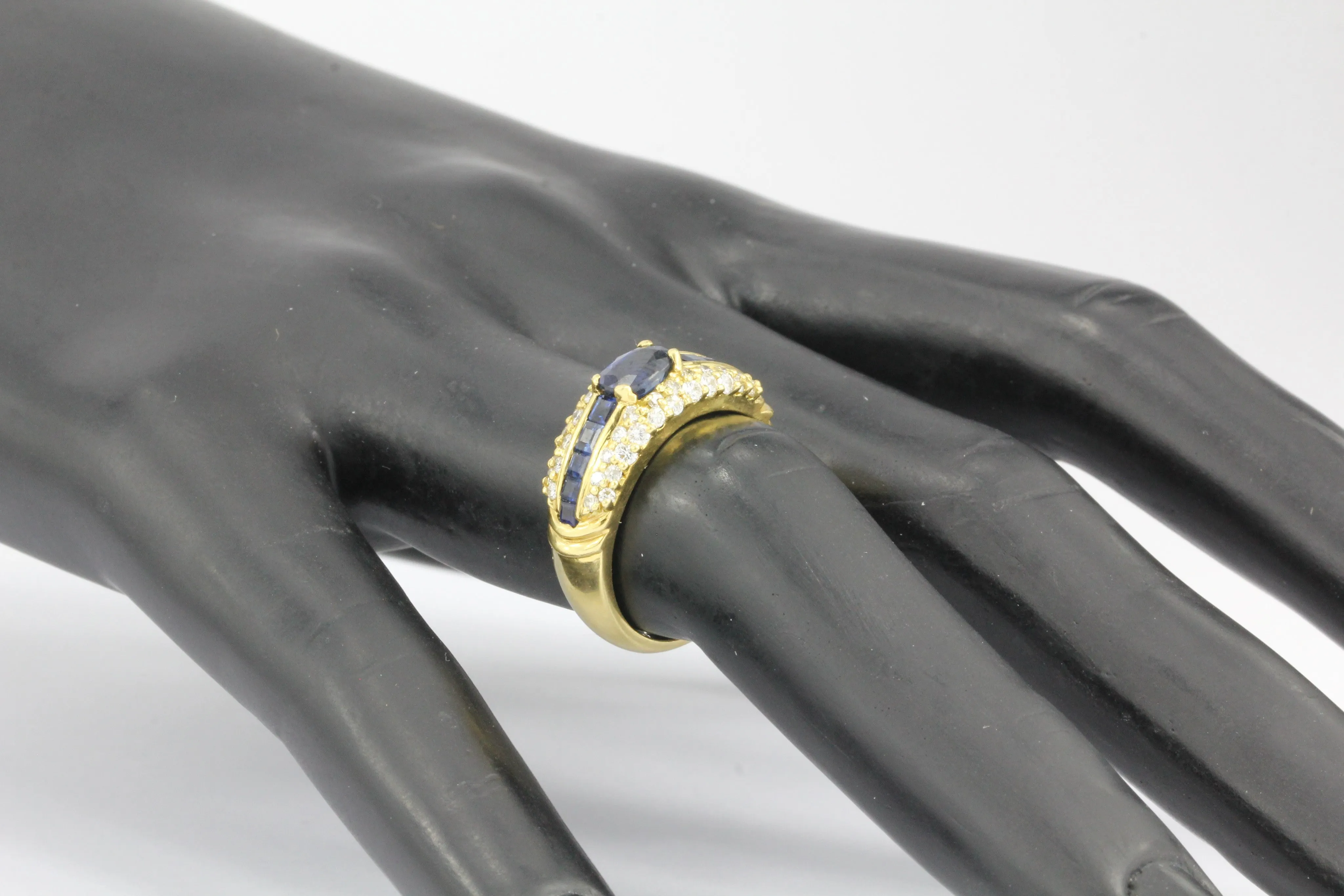 Hammerman Bros 18K Gold Blue Sapphire & Diamond Ring
