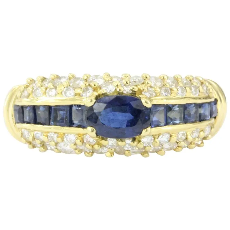 Hammerman Bros 18K Gold Blue Sapphire & Diamond Ring