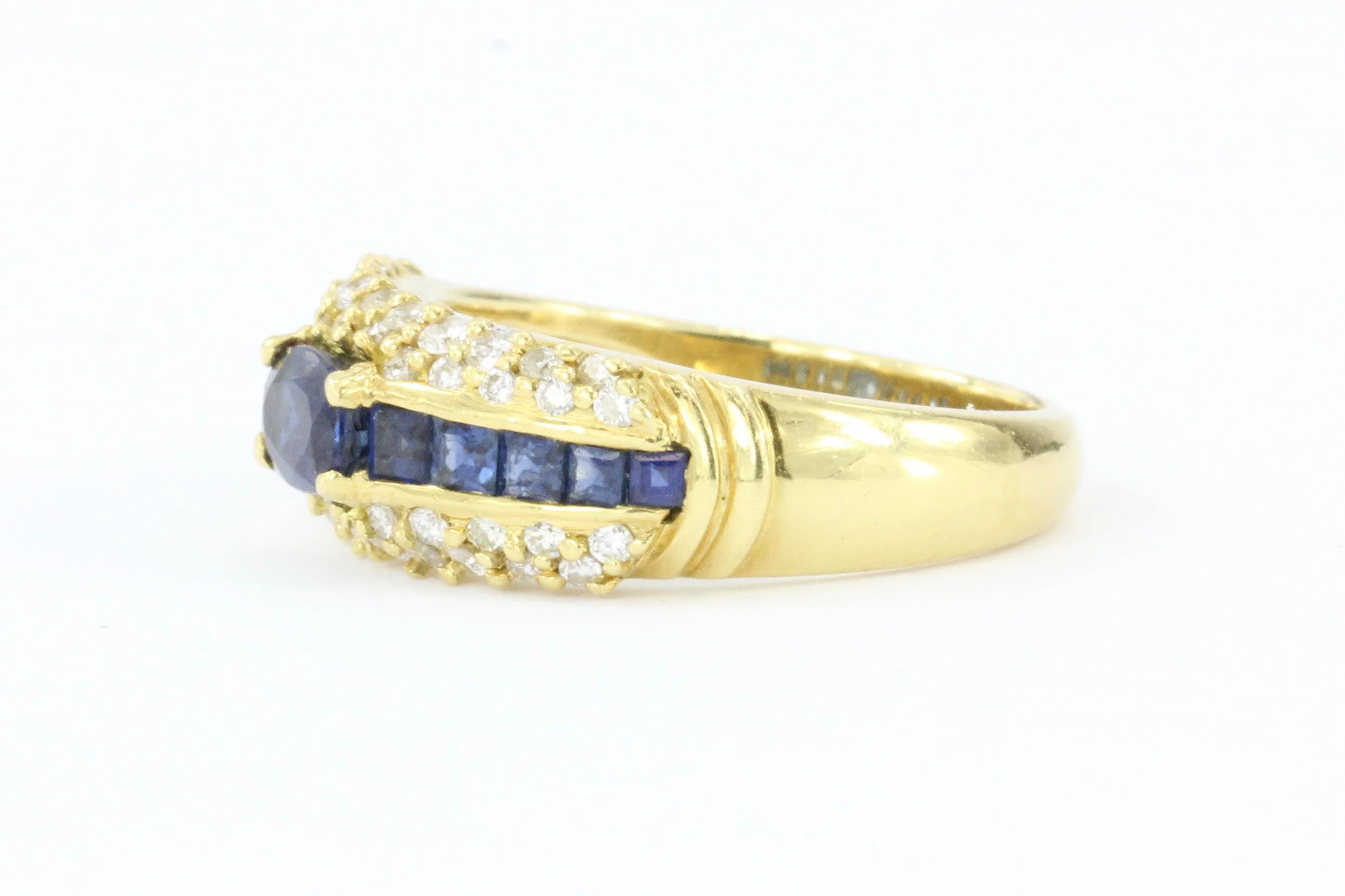 Hammerman Bros 18K Gold Blue Sapphire & Diamond Ring