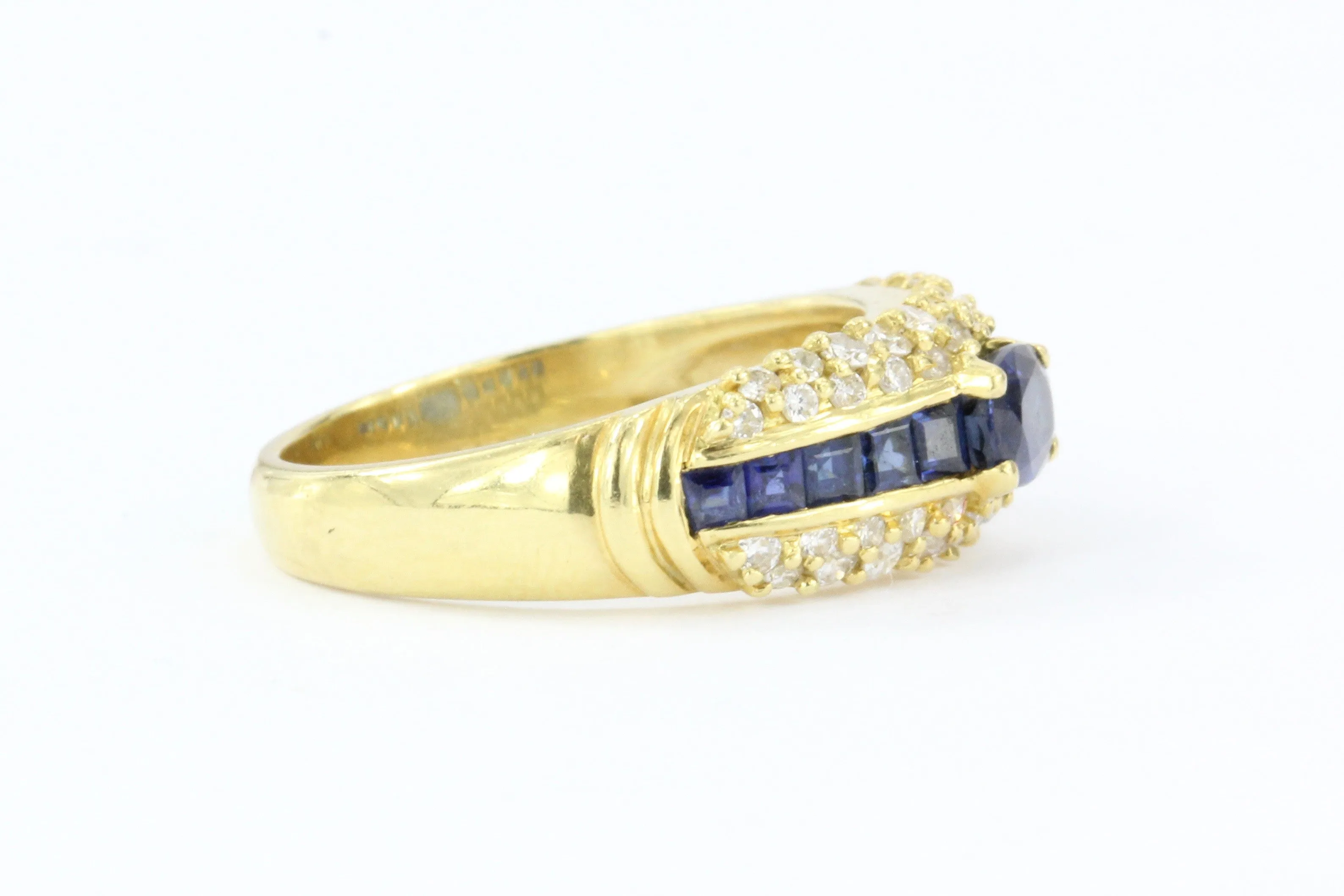 Hammerman Bros 18K Gold Blue Sapphire & Diamond Ring