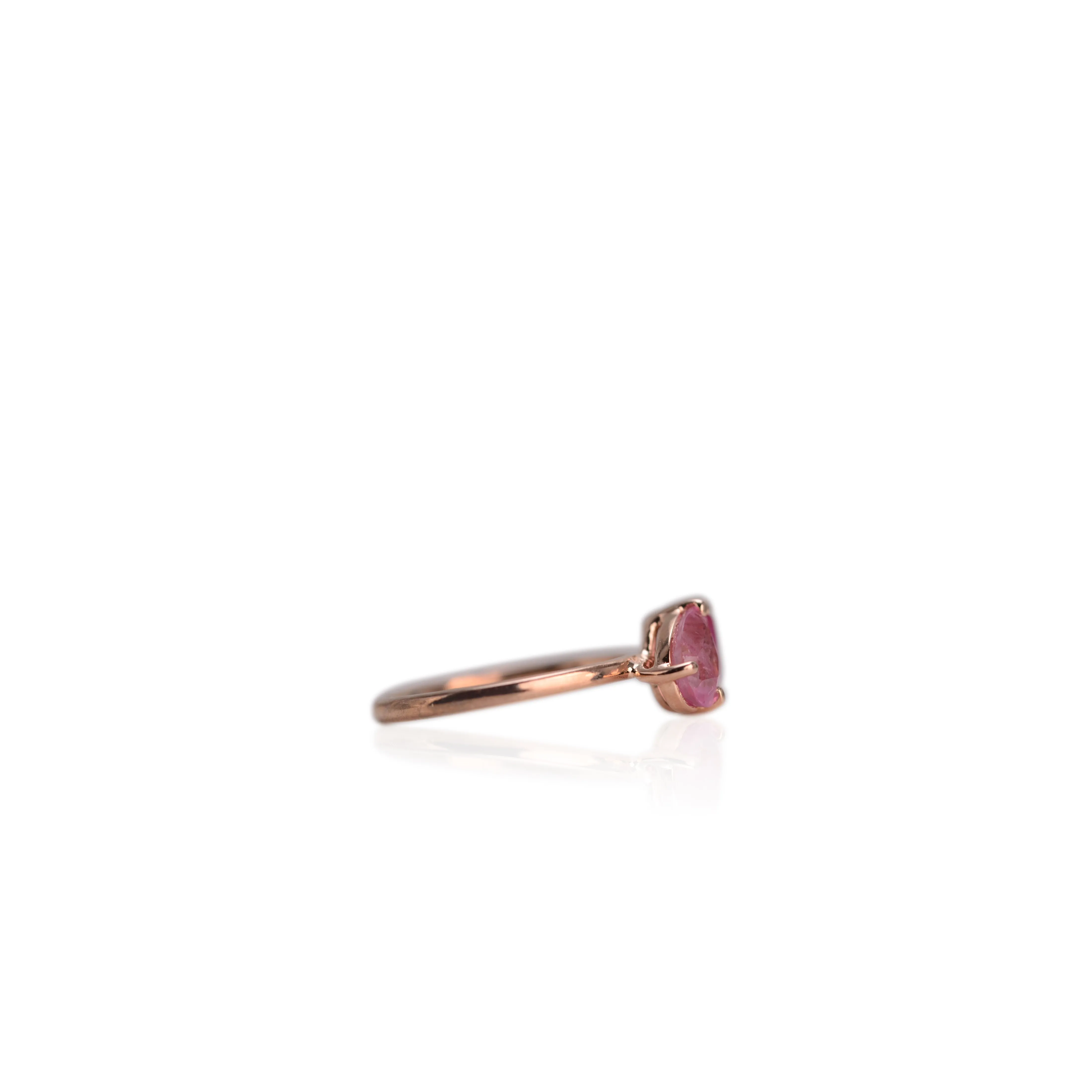 Handmade 5 x 8 mm. Pear Cut Pink Madagascan Sapphire and Ruby Ring (Blemished)