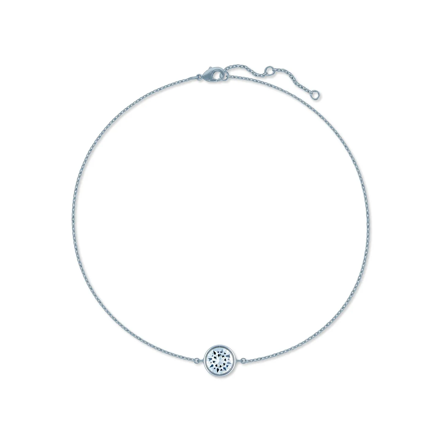 Harley Chain Bracelet with White Clear Round Crystals from Swarovski Silver Toned Rhodium Plated