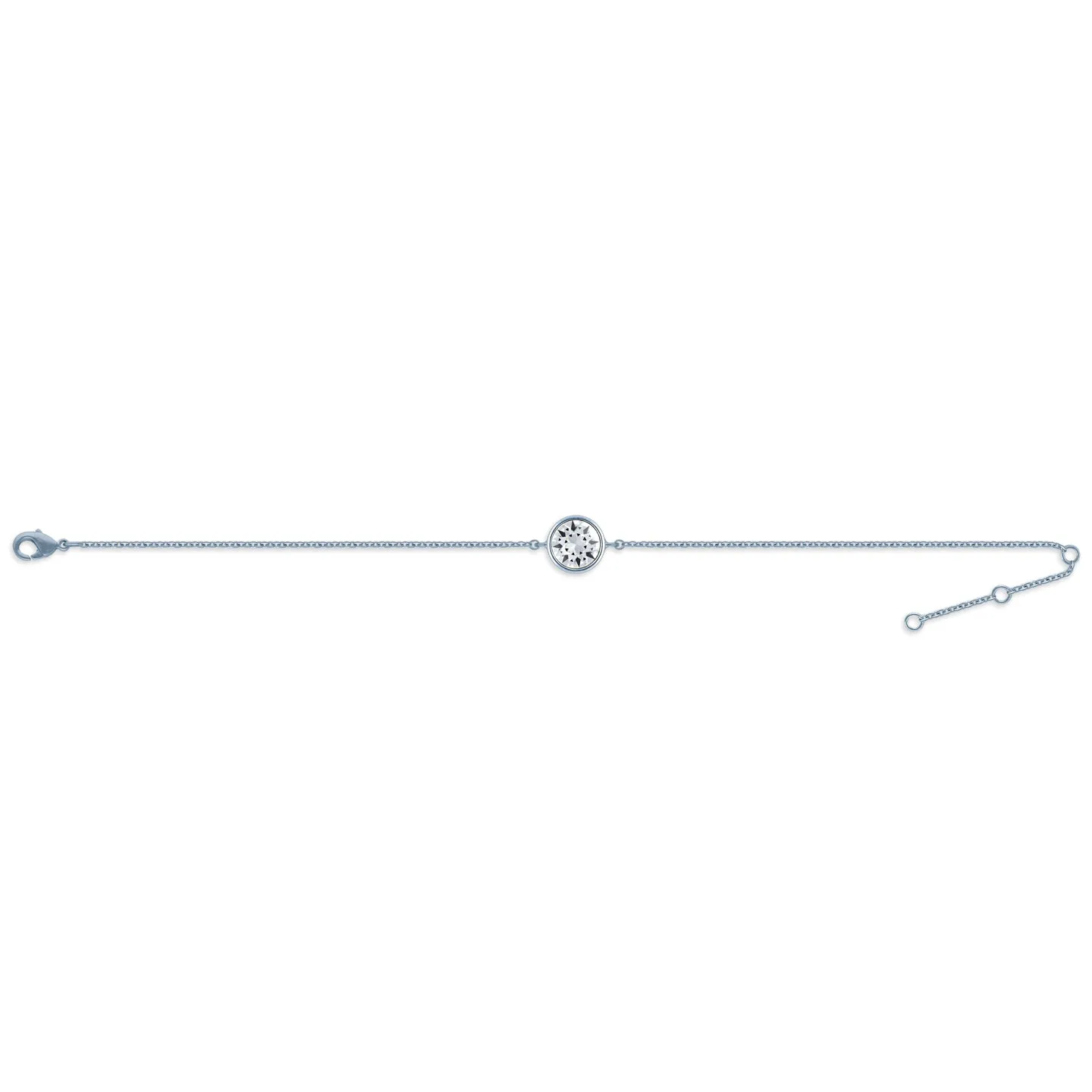 Harley Chain Bracelet with White Clear Round Crystals from Swarovski Silver Toned Rhodium Plated