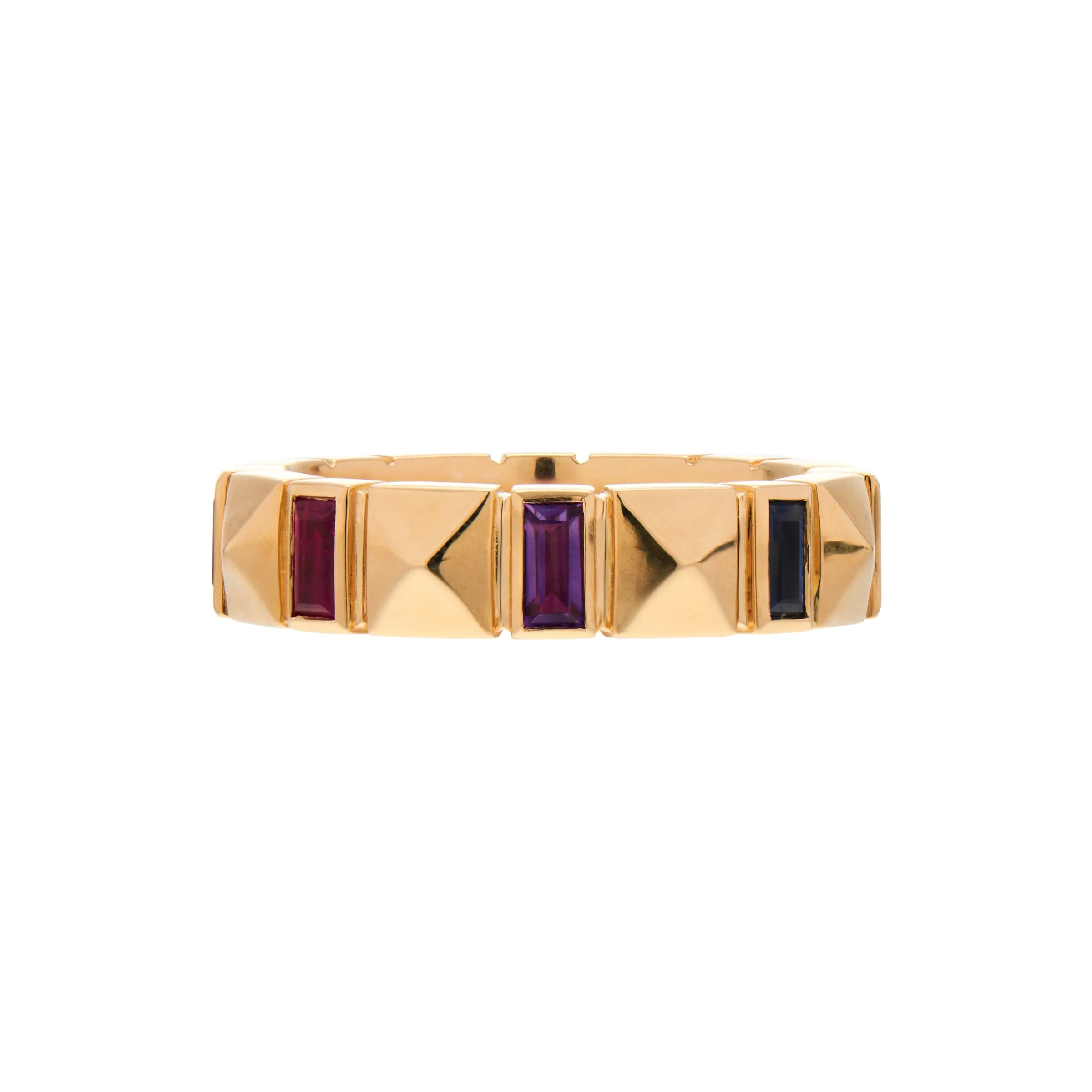 Harwell Godfrey 18k Rainbow Baguette Pyramid Band Ring