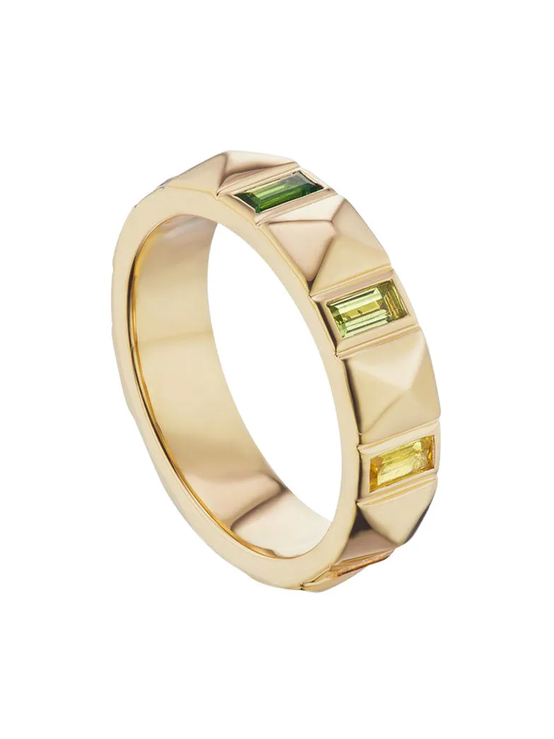 Harwell Godfrey 18k Rainbow Baguette Pyramid Band Ring