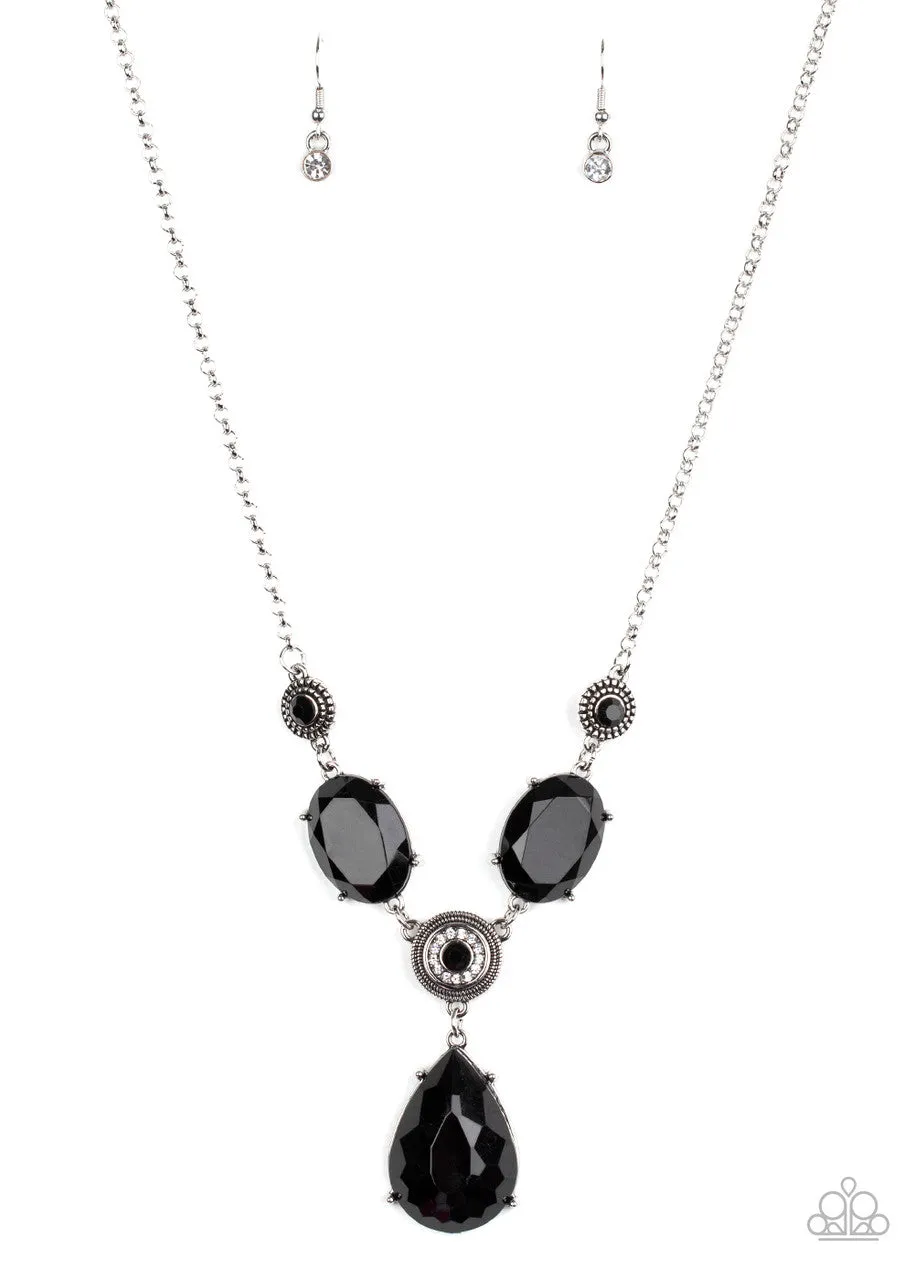 Heirloom Hideaway - Black - Oversized Teardrop Bead Paparazzi Short Necklace