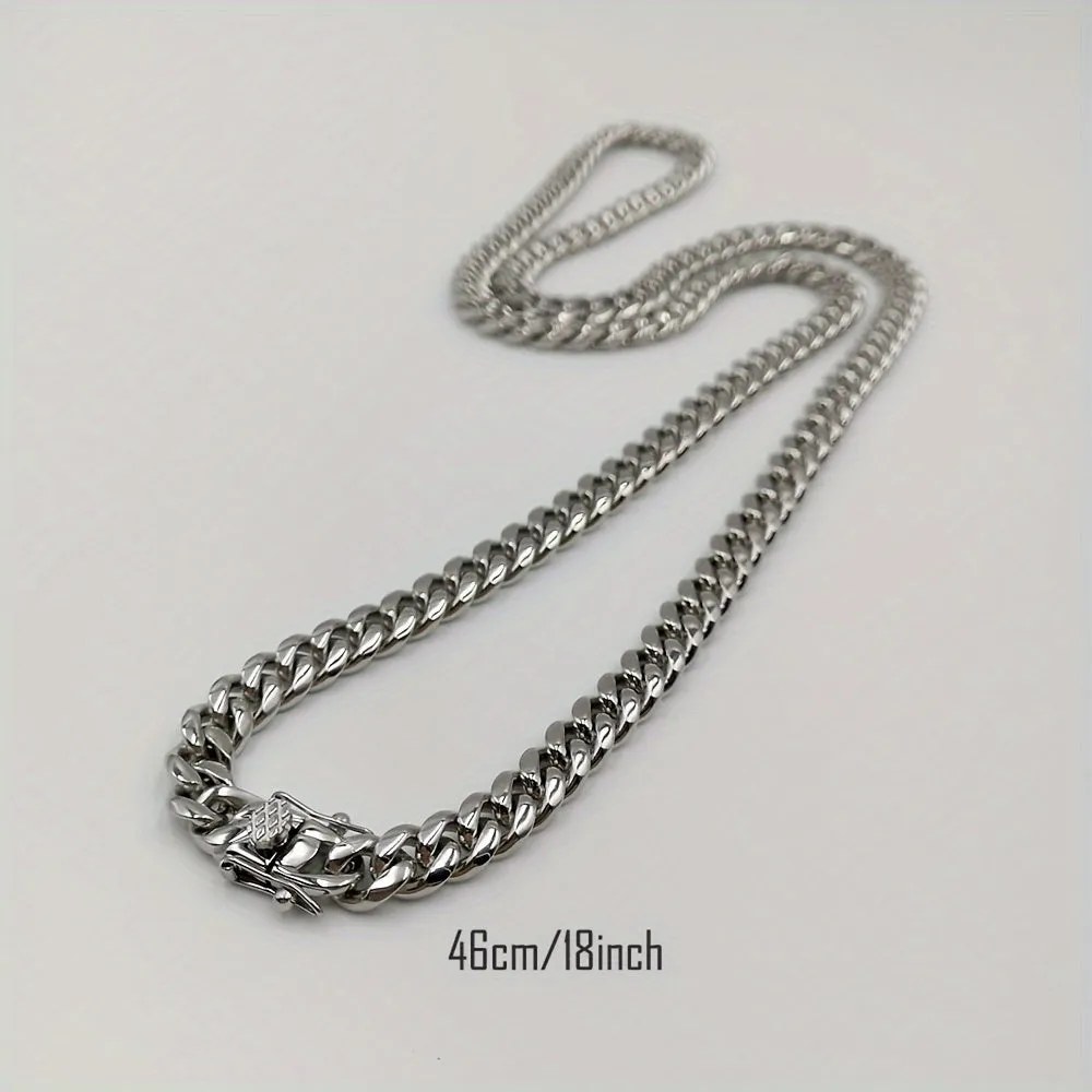 Hip Hop 8mm Stainless Steel Cuban Link Chain Set