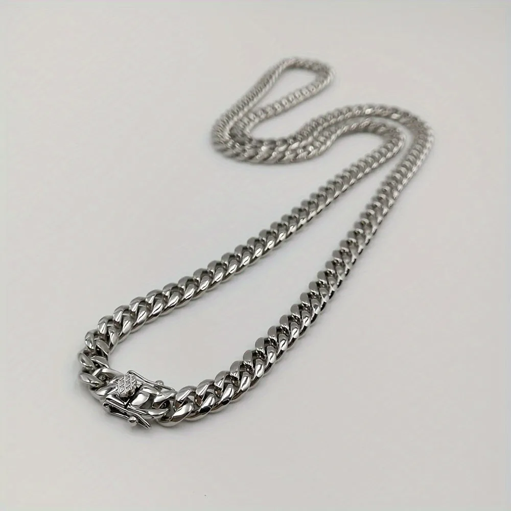 Hip Hop 8mm Stainless Steel Cuban Link Chain Set