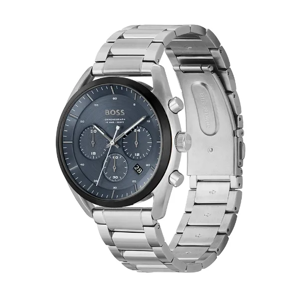 Hugo Boss TOP Silver Stainless Steel Blue Dial Chronograph Quartz Watch for Gents - 1514093