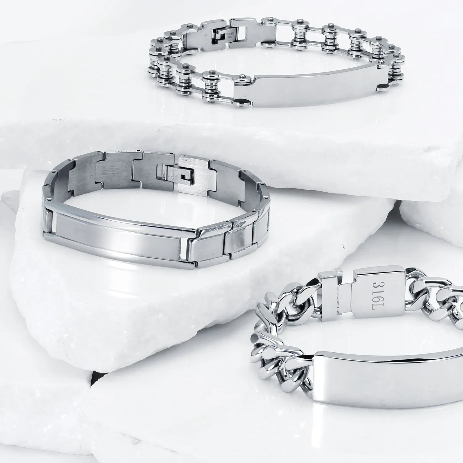 Identification ID Bicycle Chain Bike Link Bracelet Stainless Steel