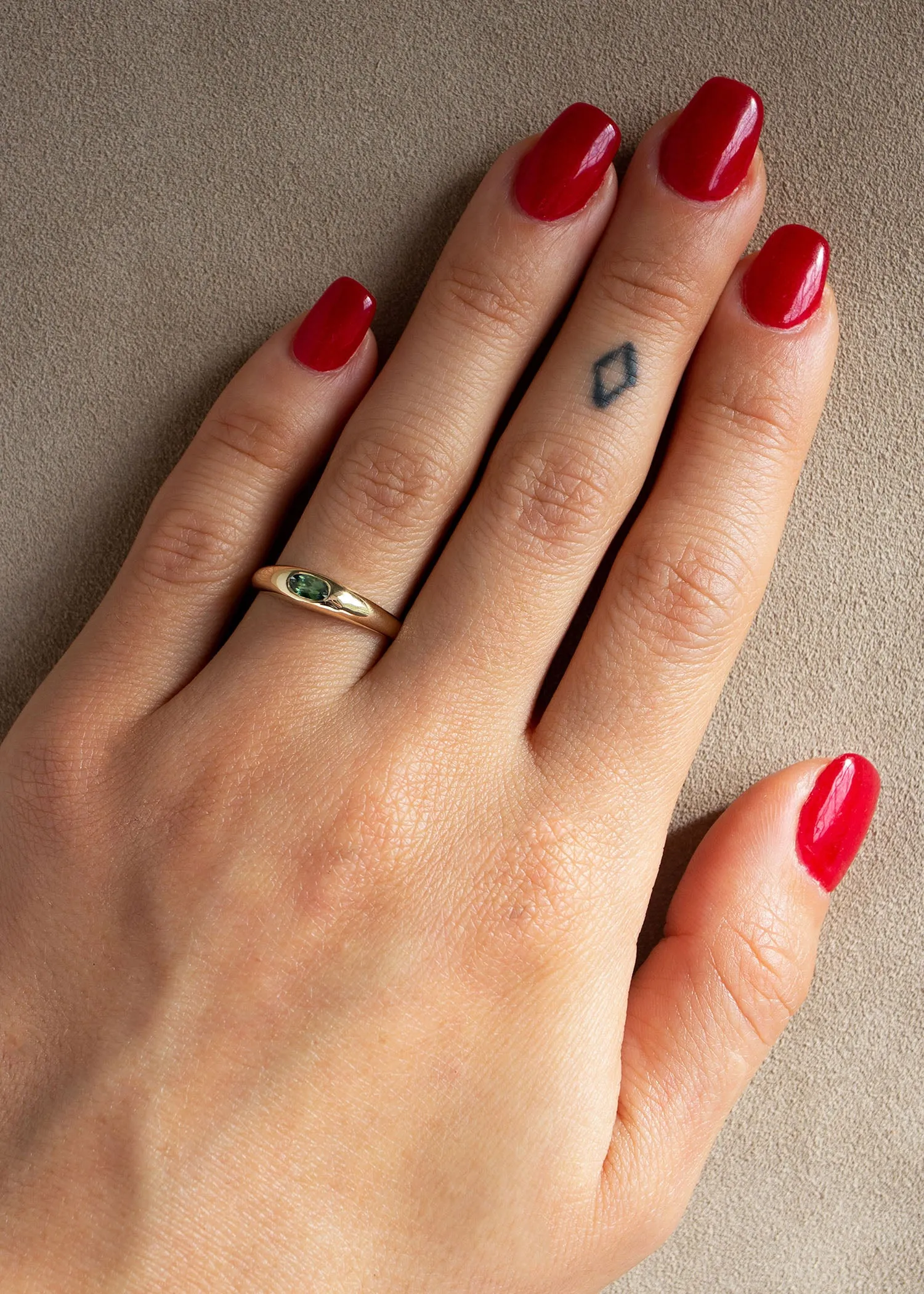 In Stock | Dark Green Australian Sapphire Petite Risa Ring