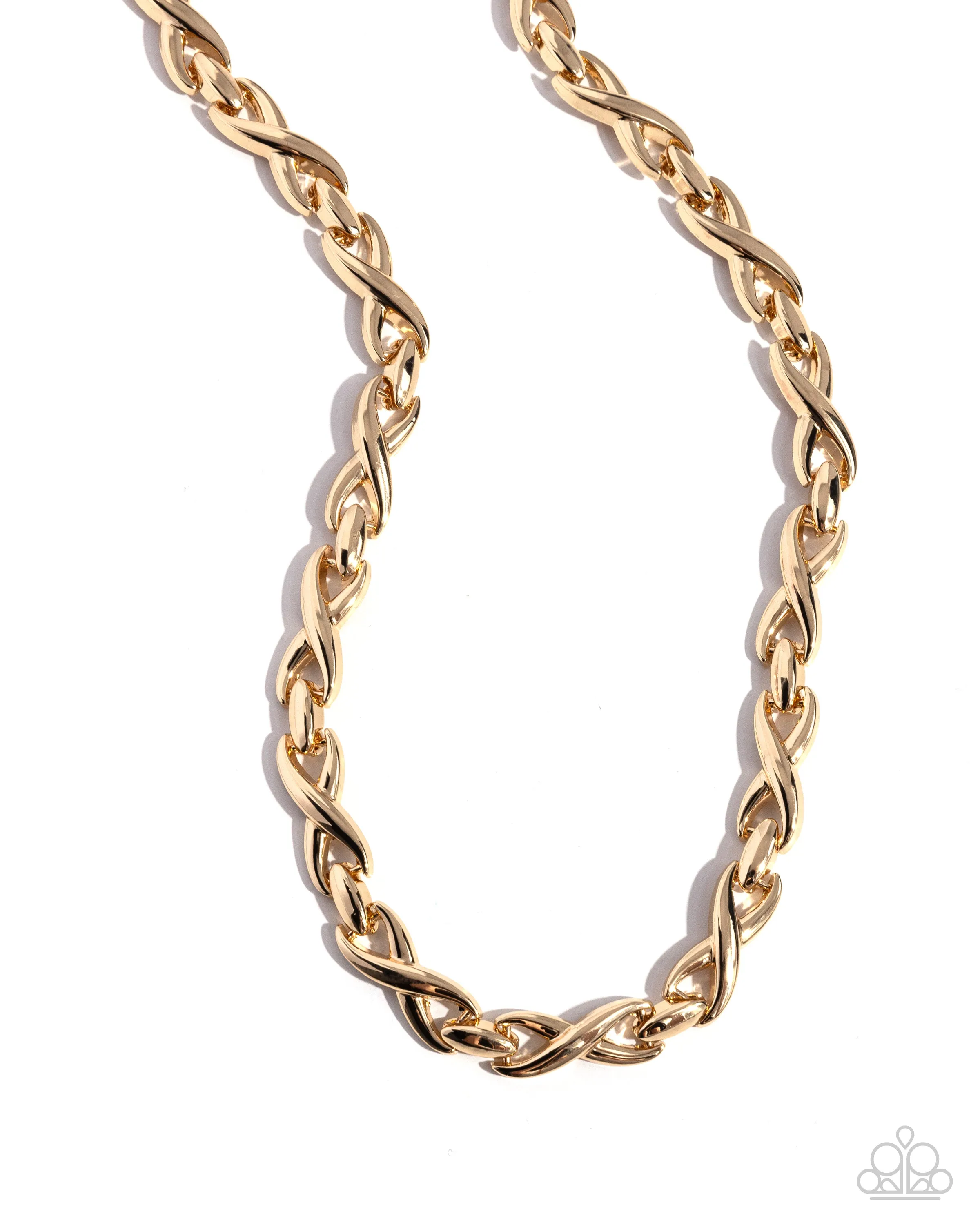 Infinite Influence - Gold - High Sheen Infinity Symbol Paparazzi Short Necklace