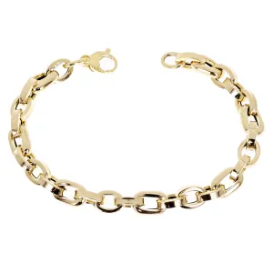 Italian 14k Yellow Gold Hollow Oval Link Bracelet 7.5" 7.5mm 6.6 grams