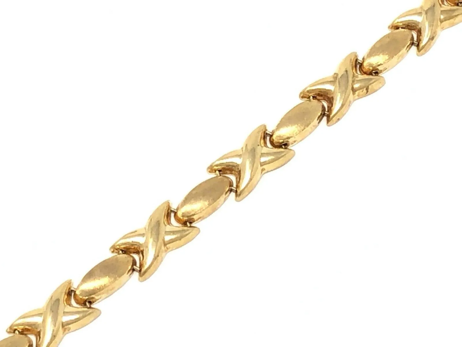 Italian 14k Yellow Gold XOXO Criss Cross Bracelet 7" 6.9mm 10.4 grams