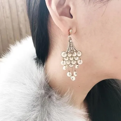 Ivory glamour chandelier drop earrings