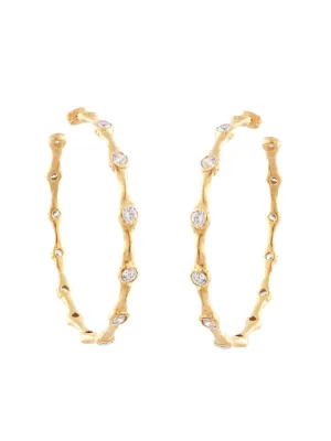 Joanna Constantine Large Wave Hoop Earrings with Stones in Gold
