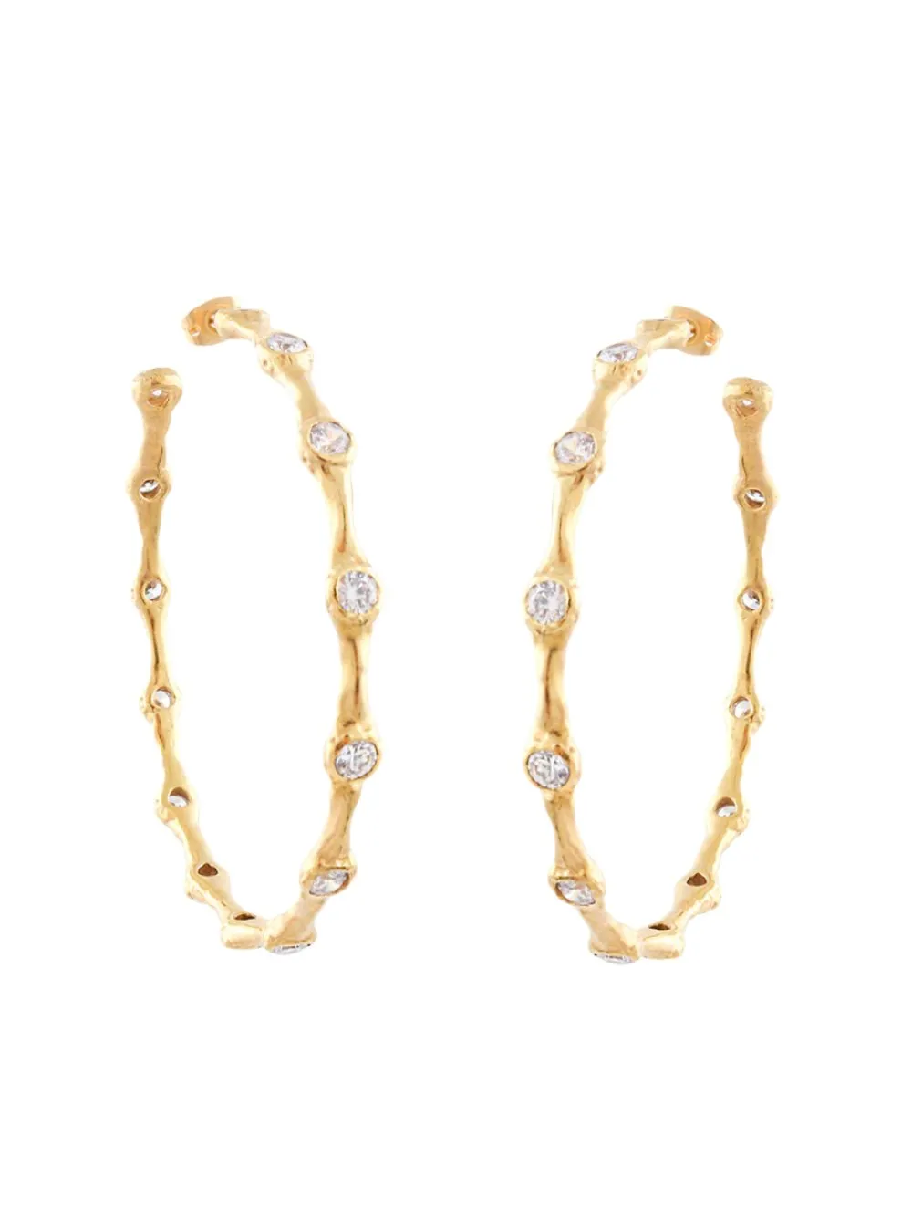 Joanna Constantine Large Wave Hoop Earrings with Stones in Gold