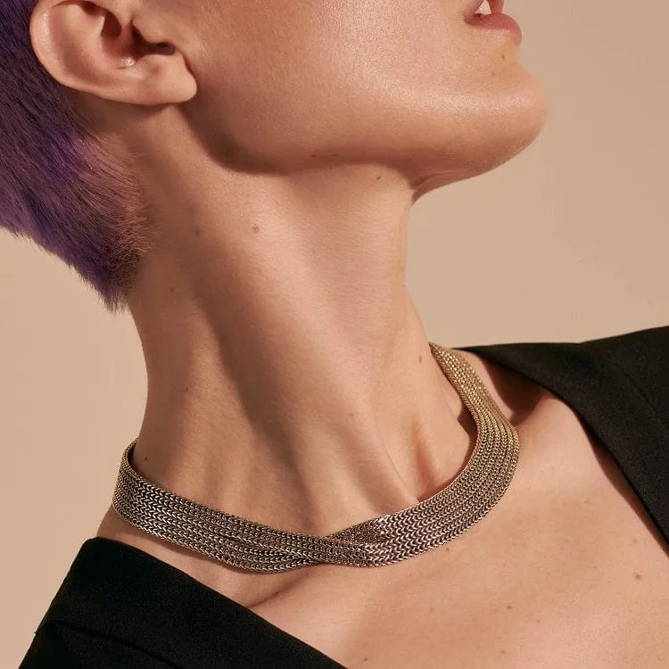 John Hardy Silver Rata Chain Collar Necklace