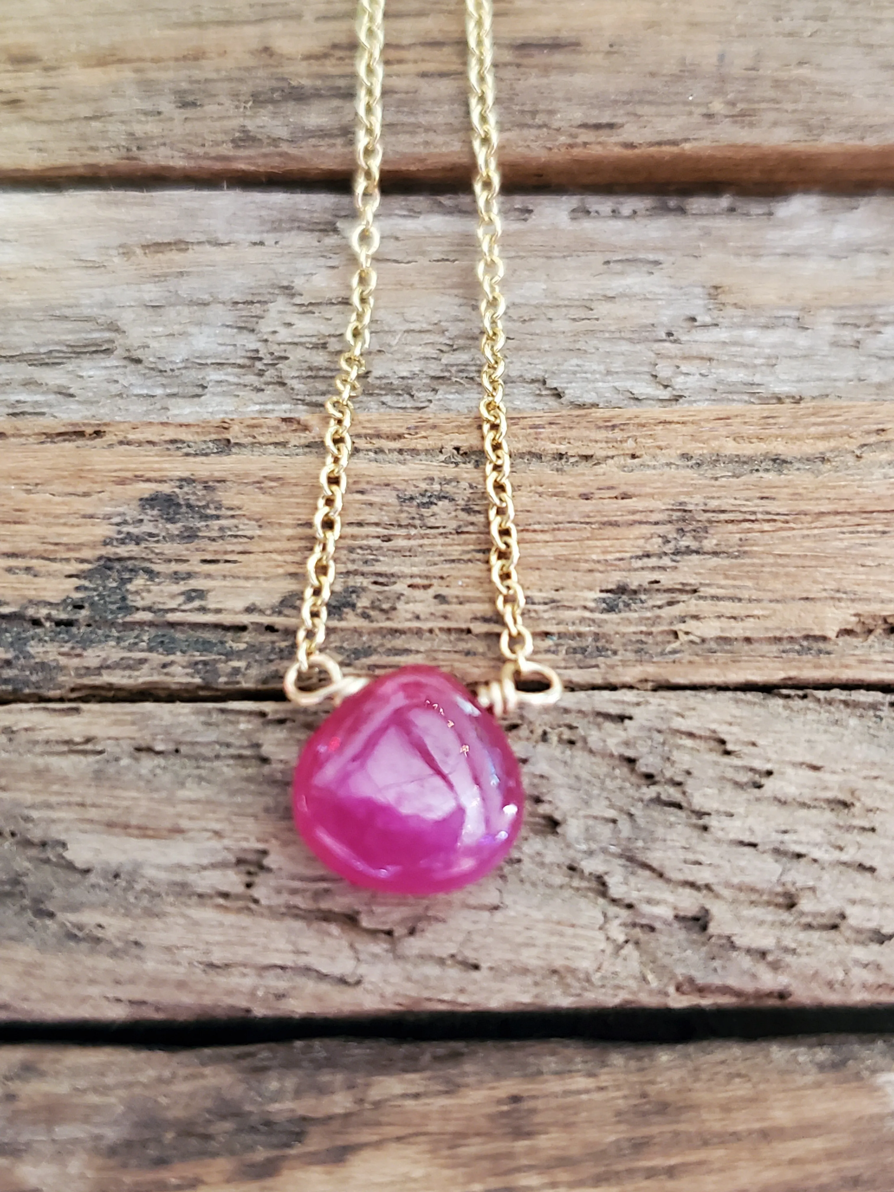 July Birthstone Gold-Filled Necklace (Ruby)