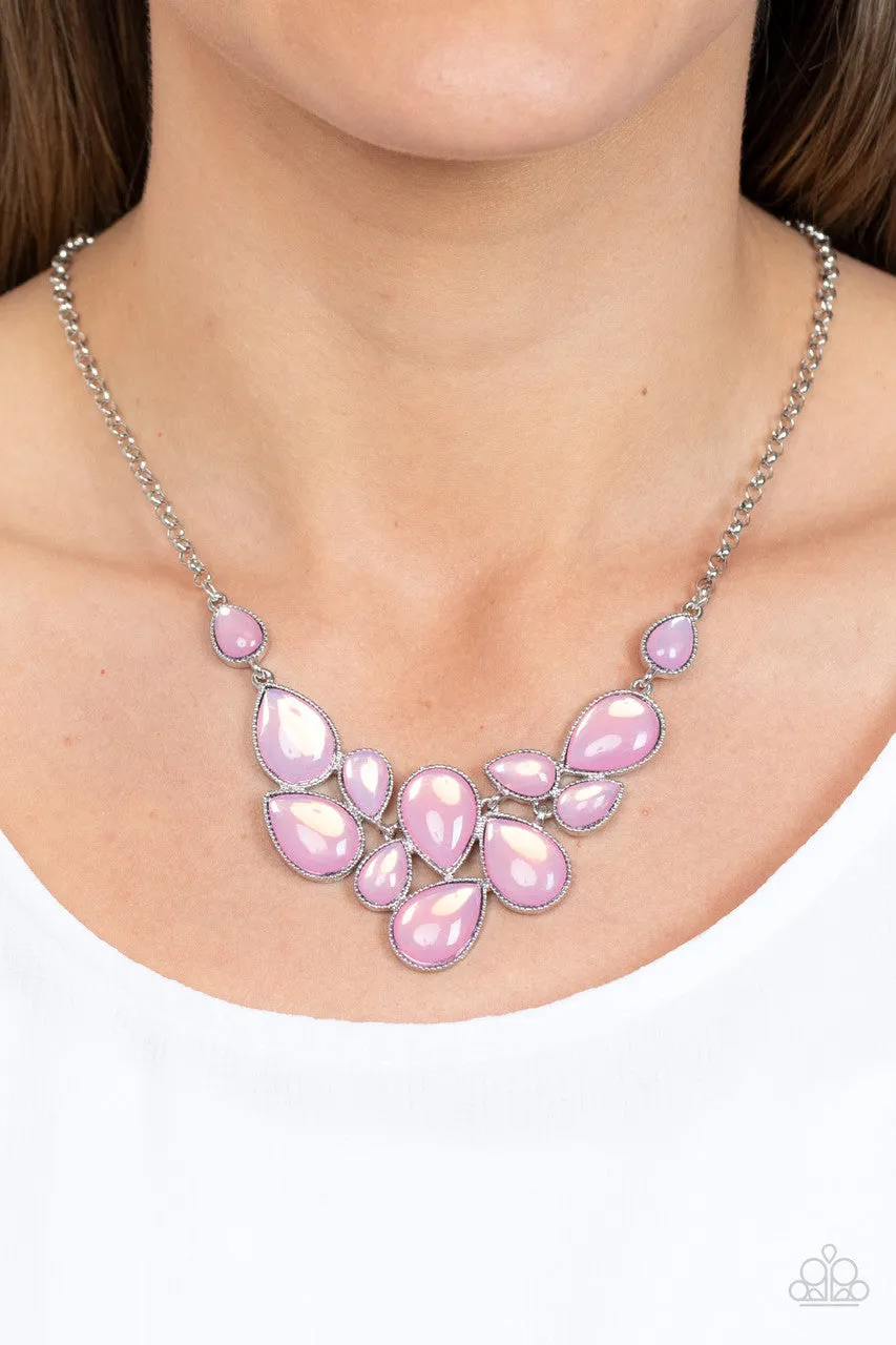 Keeps GLOWING and GLOWING - Pink - Opalescent Teardrop Bead Paparazzi Short Necklace