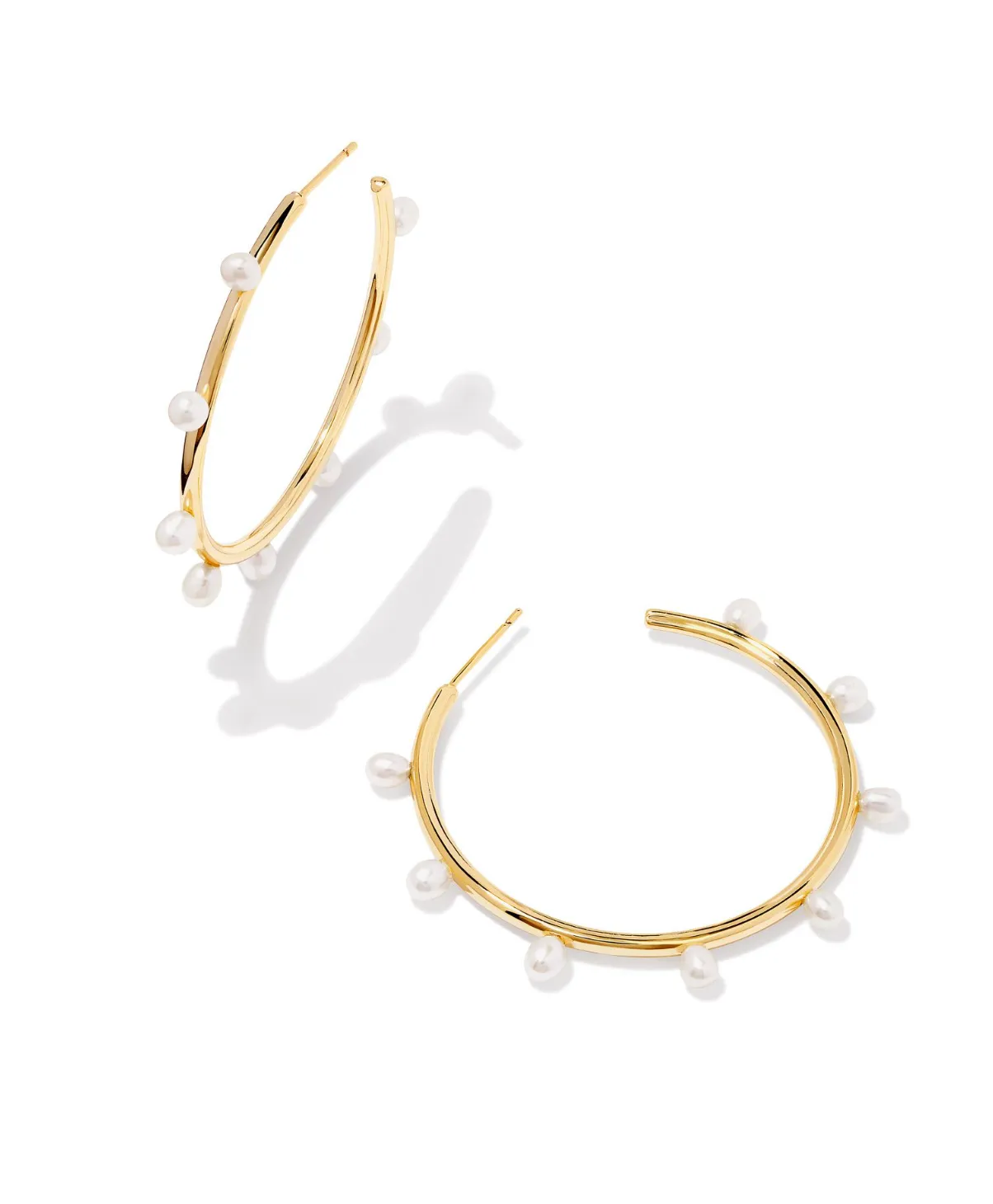 Kendra Scott Leighton Pearl Hoops - Gold & White Pearl