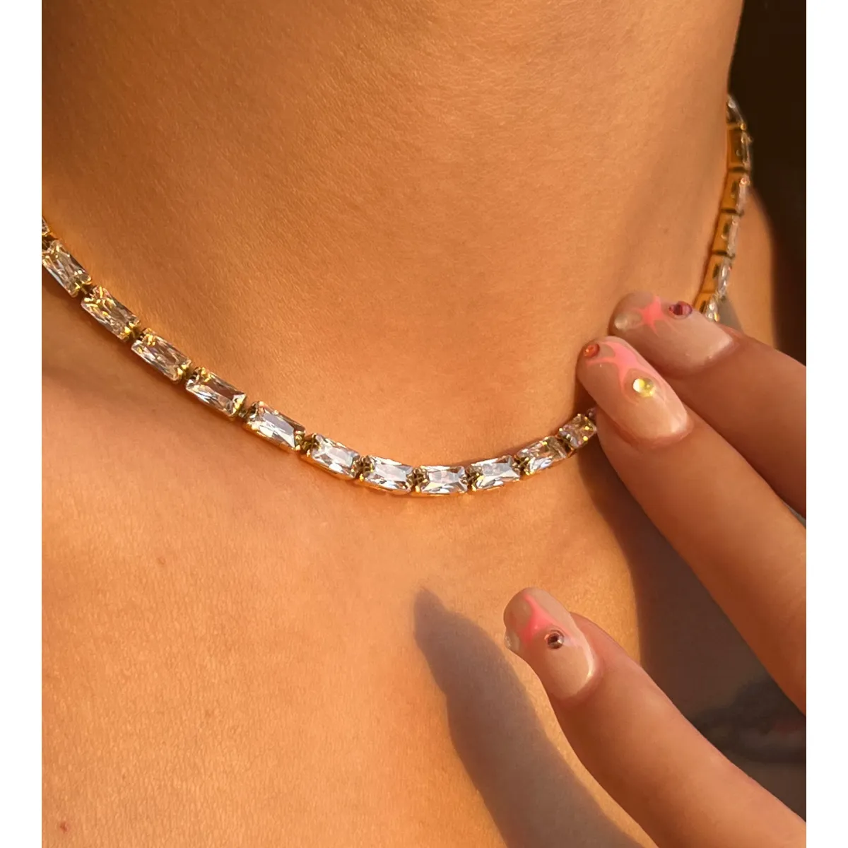 Khloe 18K CZ Square Collar Necklace