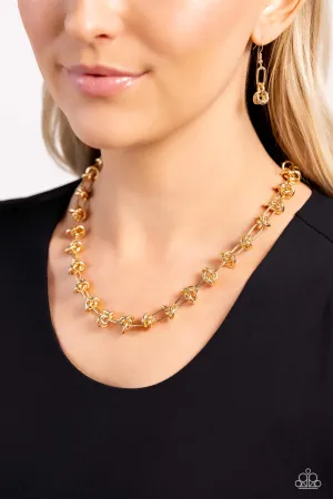 Knotted Kickoff - Gold - Paparazzi Short Necklace