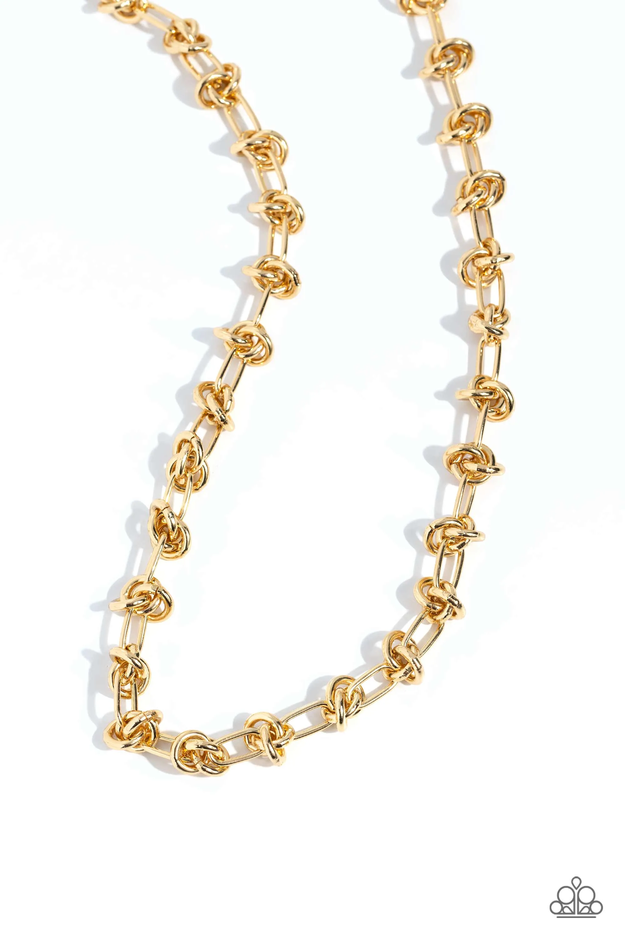 Knotted Kickoff - Gold - Paparazzi Short Necklace