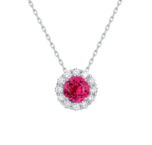 Lab Grown Diamond 2.64ctw Round Halo Pendant <br> P-01920RUW