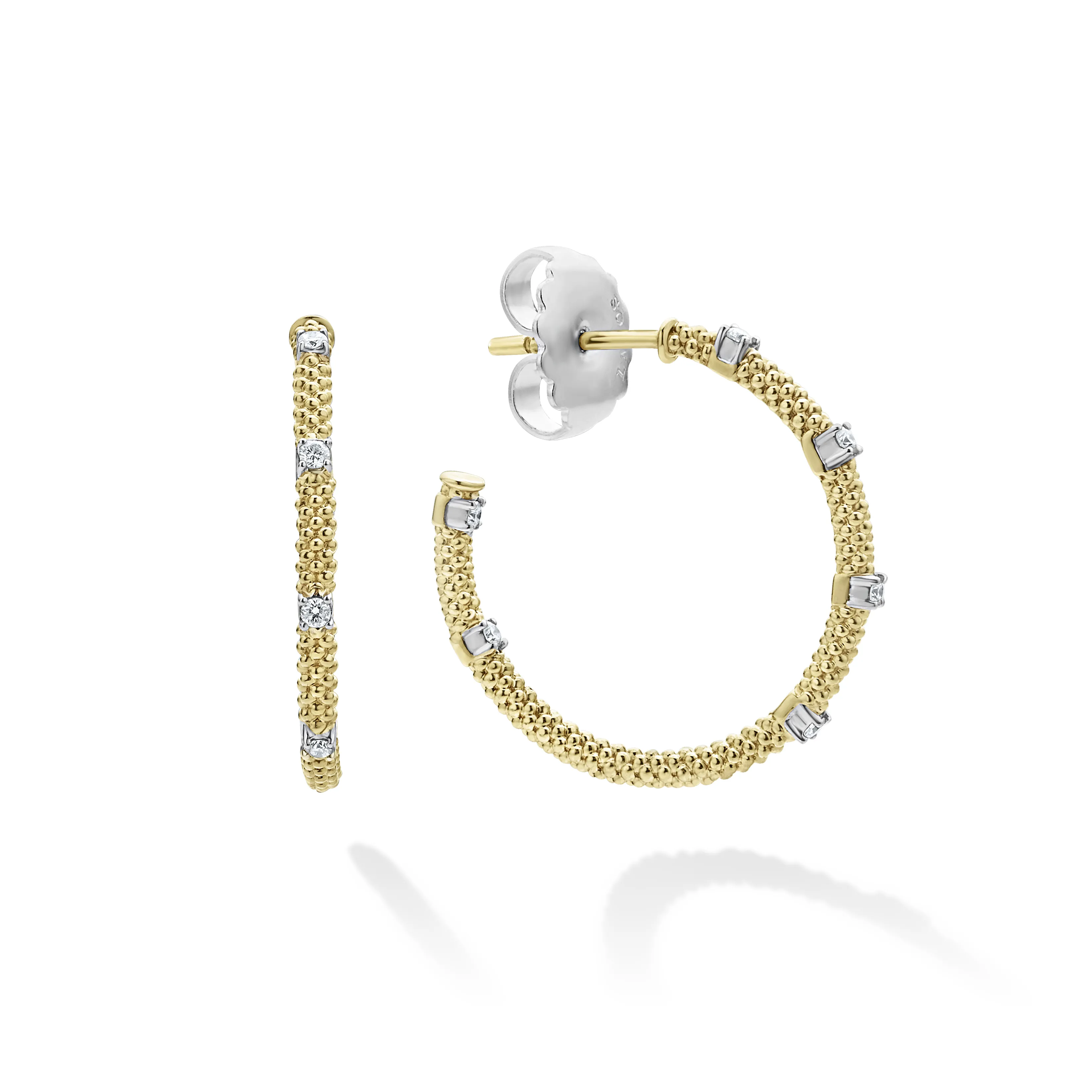 LAGOS Signature Caviar 18K Gold Superfine Diamond Hoop Earrings
