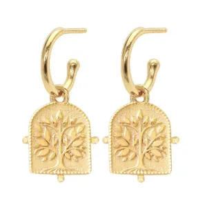 Laihas Premium Tree Of Life Gold Hoop Earrings