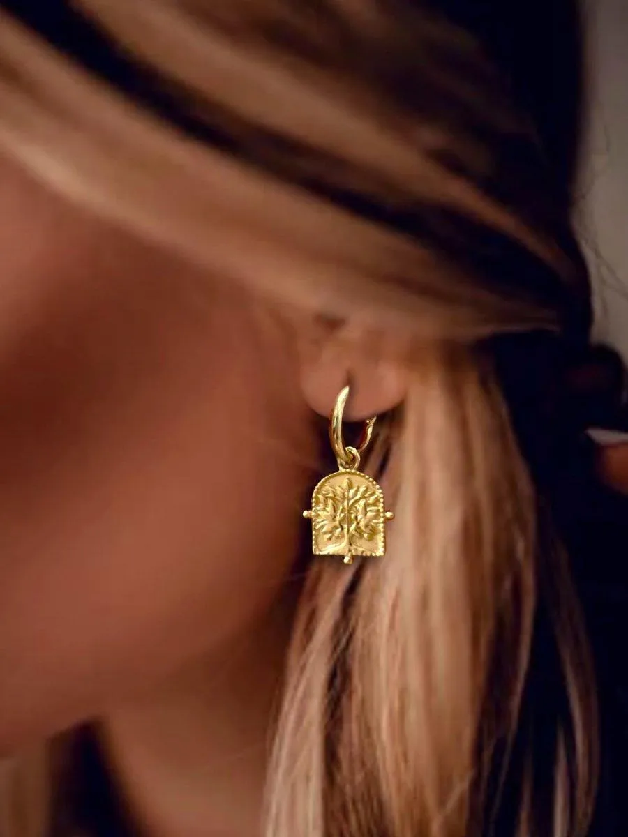 Laihas Premium Tree Of Life Gold Hoop Earrings